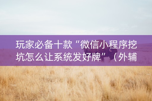 玩家必备十款“微信小程序挖坑怎么让系统发好牌”（外辅工具)