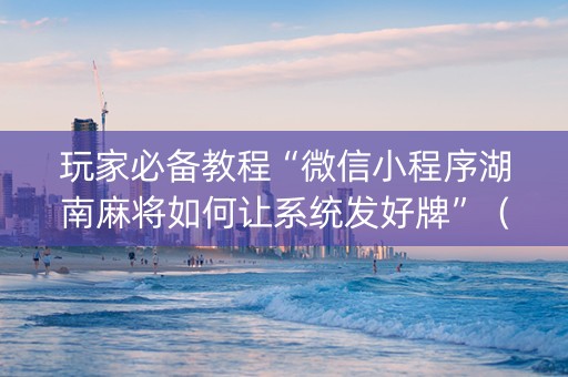 玩家必备教程“微信小程序湖南麻将如何让系统发好牌”（胜率到哪调)