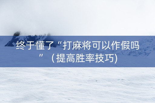 终于懂了“打麻将可以作假吗”（提高胜率技巧)