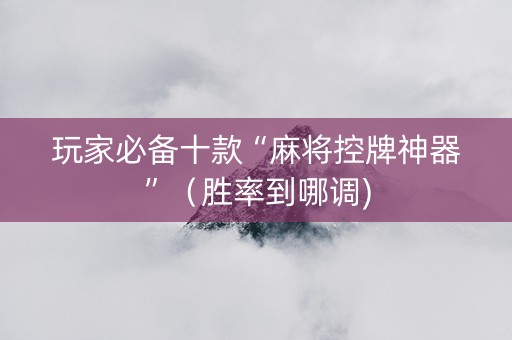 玩家必备十款“麻将控牌神器”（胜率到哪调)