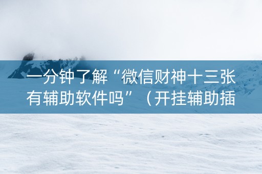 一分钟了解“微信财神十三张有辅助软件吗”（开挂辅助插件)
