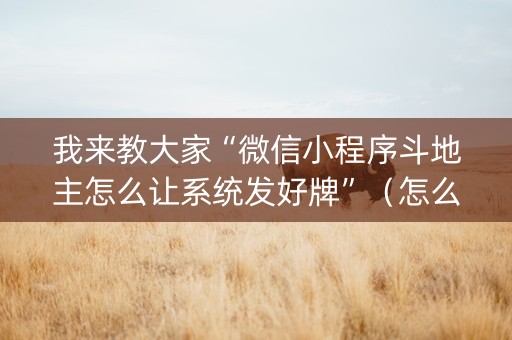 我来教大家“微信小程序斗地主怎么让系统发好牌”（怎么调胜率)