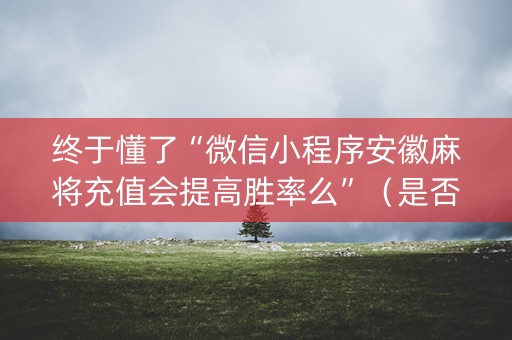 终于懂了“微信小程序安徽麻将充值会提高胜率么”（是否能开挂)