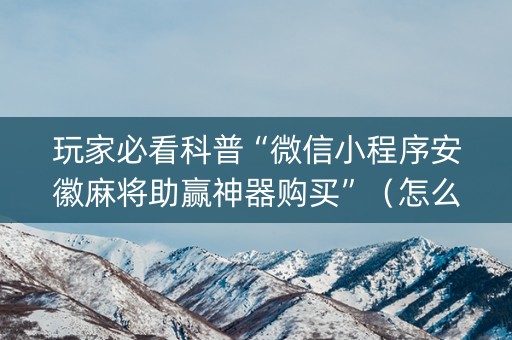 玩家必看科普“微信小程序安徽麻将助赢神器购买”（怎么让系统给自己好牌)