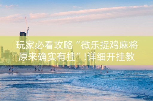 玩家必看攻略“微乐捉鸡麻将原来确实有挂”!详细开挂教程-知乎