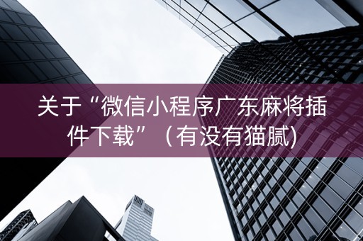 关于“微信小程序广东麻将插件下载”（有没有猫腻)