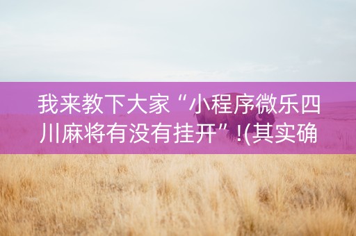 我来教下大家“小程序微乐四川麻将有没有挂开”!(其实确实有挂)-知乎