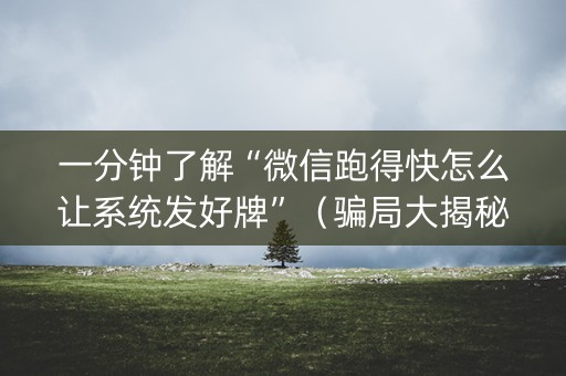 一分钟了解“微信跑得快怎么让系统发好牌”（骗局大揭秘)