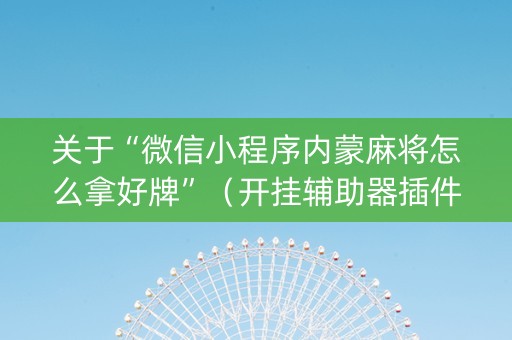 关于“微信小程序内蒙麻将怎么拿好牌”（开挂辅助器插件)