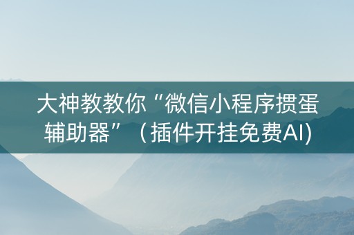 大神教教你“微信小程序掼蛋辅助器”（插件开挂免费AI)