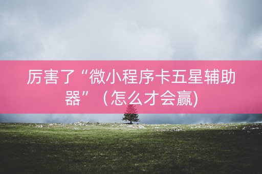 厉害了“微小程序卡五星辅助器”（怎么才会赢)