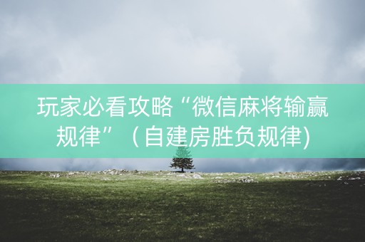 玩家必看攻略“微信麻将输赢规律”（自建房胜负规律)