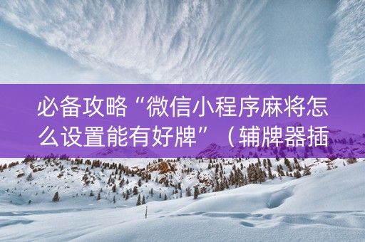 必备攻略“微信小程序麻将怎么设置能有好牌”（辅牌器插件购买)