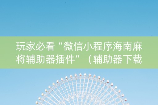 玩家必看“微信小程序海南麻将辅助器插件”（辅助器下载)