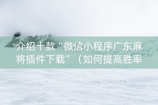 介绍十款“微信小程序广东麻将插件下载”（如何提高胜率)