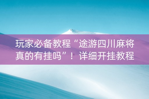 玩家必备教程“途游四川麻将真的有挂吗”！详细开挂教程（确实真的有挂)-知乎