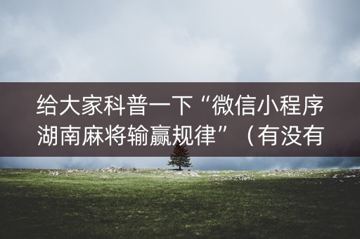 给大家科普一下“微信小程序湖南麻将输赢规律”（有没有猫腻)