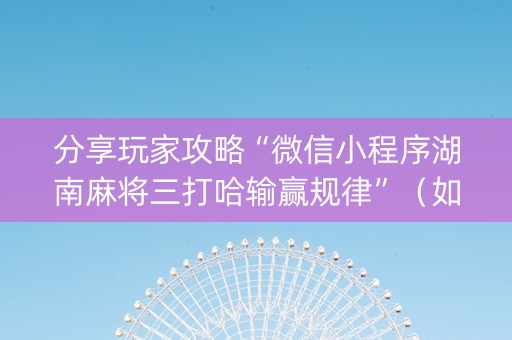 分享玩家攻略“微信小程序湖南麻将三打哈输赢规律”（如何提高胜率)