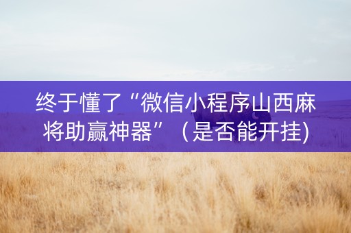 终于懂了“微信小程序山西麻将助赢神器”（是否能开挂)