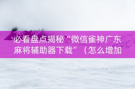 必看盘点揭秘“微信雀神广东麻将辅助器下载”（怎么增加胜率)