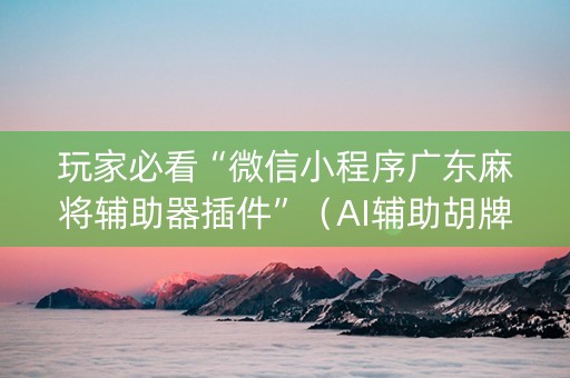 玩家必看“微信小程序广东麻将辅助器插件”（AI辅助胡牌规则)