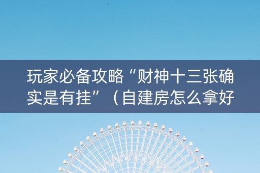 玩家必备攻略“财神十三张确实是有挂”（自建房怎么拿好牌)