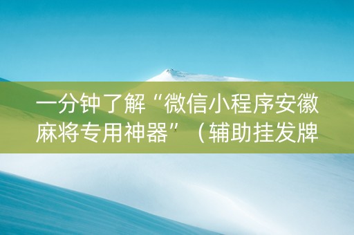 一分钟了解“微信小程序安徽麻将专用神器”（辅助挂发牌规律)