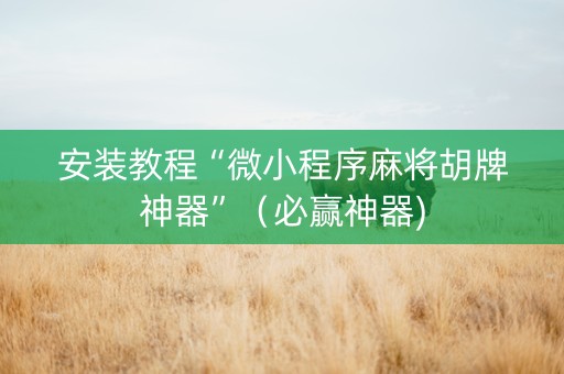 安装教程“微小程序麻将胡牌神器”（必赢神器)