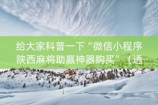 给大家科普一下“微信小程序陕西麻将助赢神器购买”（透明器教程)