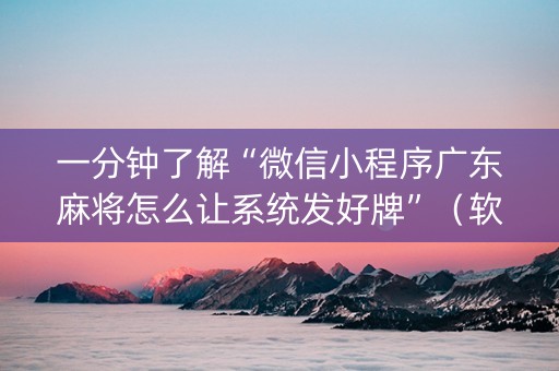 一分钟了解“微信小程序广东麻将怎么让系统发好牌”（软挂神器)