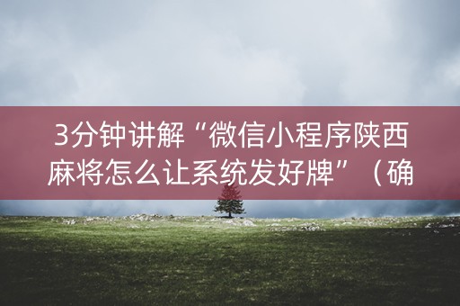 3分钟讲解“微信小程序陕西麻将怎么让系统发好牌”（确实有插件吗)