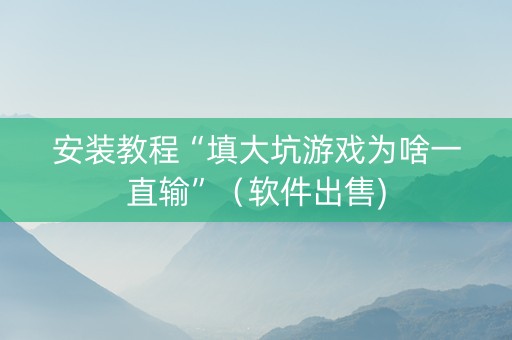 安装教程“填大坑游戏为啥一直输”（软件出售)