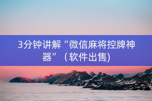 3分钟讲解“微信麻将控牌神器”（软件出售)