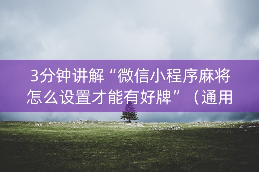3分钟讲解“微信小程序麻将怎么设置才能有好牌”（通用挂软件多少钱)