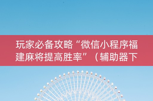 玩家必备攻略“微信小程序福建麻将提高胜率”（辅助器下载)