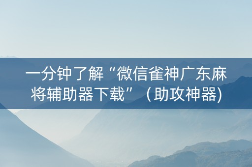 一分钟了解“微信雀神广东麻将辅助器下载”（助攻神器)