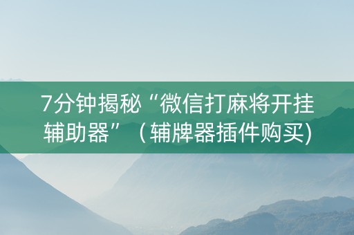 7分钟揭秘“微信打麻将开挂辅助器”（辅牌器插件购买)