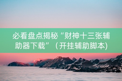 必看盘点揭秘“财神十三张辅助器下载”（开挂辅助脚本)