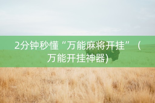 2分钟秒懂“万能麻将开挂”（万能开挂神器)