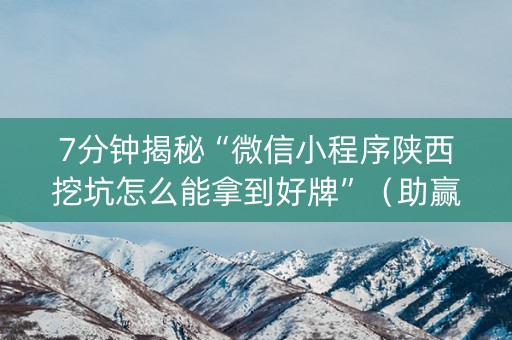 7分钟揭秘“微信小程序陕西挖坑怎么能拿到好牌”（助赢神器)
