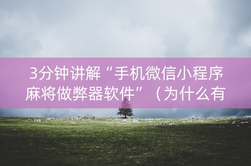 3分钟讲解“手机微信小程序麻将做弊器软件”（为什么有人一直赢)