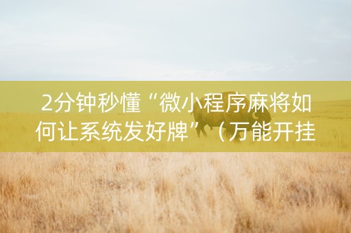 2分钟秒懂“微小程序麻将如何让系统发好牌”（万能开挂器)