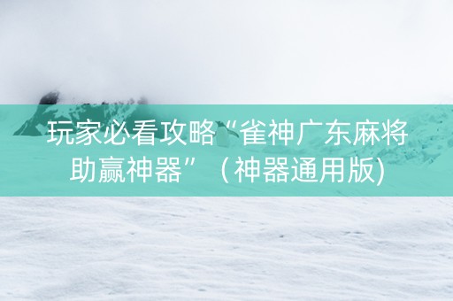 玩家必看攻略“雀神广东麻将助赢神器”（神器通用版)