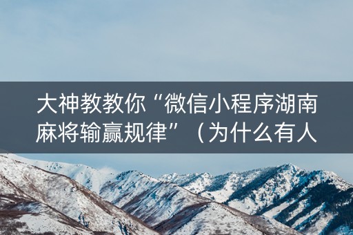 大神教教你“微信小程序湖南麻将输赢规律”（为什么有人一直赢)