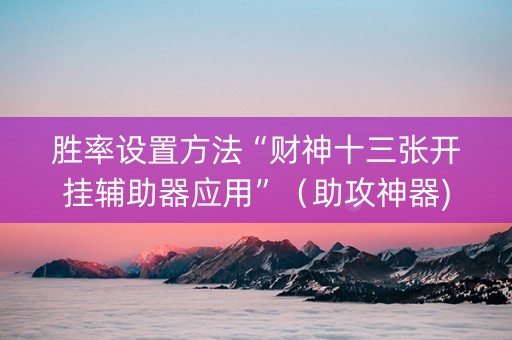 胜率设置方法“财神十三张开挂辅助器应用”（助攻神器)