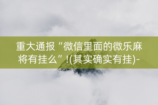 重大通报“微信里面的微乐麻将有挂么”!(其实确实有挂)-知乎