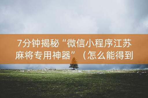 7分钟揭秘“微信小程序江苏麻将专用神器”（怎么能得到好牌)