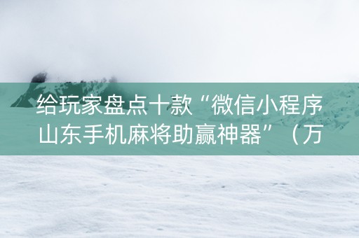 给玩家盘点十款“微信小程序山东手机麻将助赢神器”（万能开挂神器)