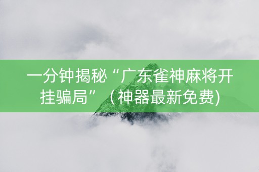 一分钟揭秘“广东雀神麻将开挂骗局”（神器最新免费)