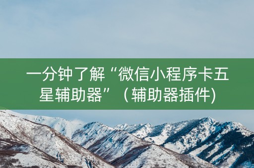 一分钟了解“微信小程序卡五星辅助器”（辅助器插件)